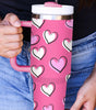 Rose Red Valentines Heart Printed Thermos Cup with Handle 40oz Dear-Lover Dropshipping