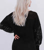 Black Sequin Patchwork Lantern Sleeve Blouse Dear-Lover Dropshipping