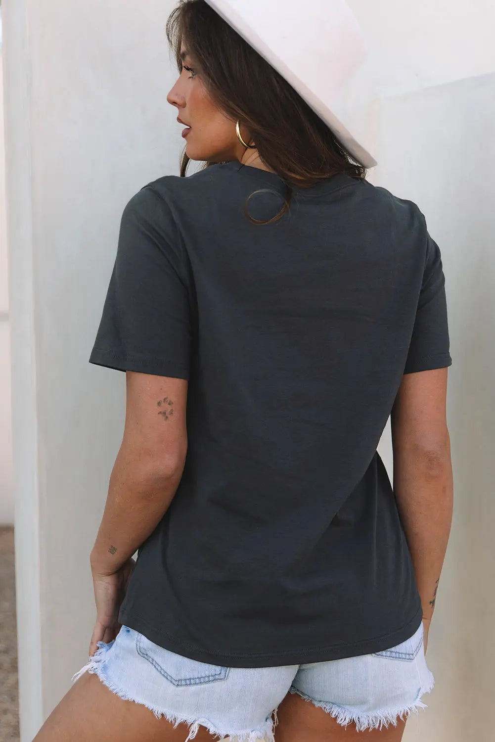 Dark Grey RISE WITH THE SUN Western Fashion Graphic Tee Markonline