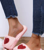 Pink Sequin Heart Shaped Slip On Plush Slippers Dear-Lover Dropshipping