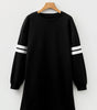 Black Varsity Contrast Banded Sleeve Shift Sweatshirt Dress Markonline