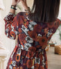 Red Floral Print Wrap V Neck Puff Sleeve Flowy Mini Dress Markonline