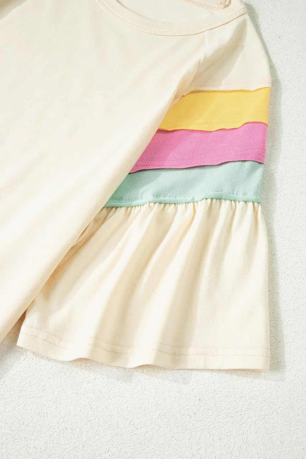 White Color Block Stitched Sleeve Loose T Shirt Markonline