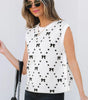 White Bow Pattern Buttoned Side Cropped Sweater Vest Dear-Lover Dropshipping