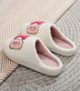 White XO XO Glitter Trim Letter Patched Plush House Slippers Dear-Lover Dropshipping