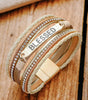 Beige BLESSED Rhinestone Braided Detail Buckle Bracelet Dear-Lover Dropshipping