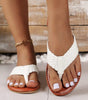 White Braided Strap PU Leather Flip Flop Markonline