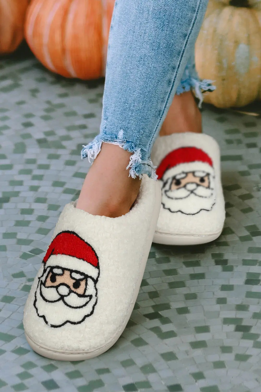 White Christmas Santa Clause Graphic Plush Slippers Dear-Lover Dropshipping