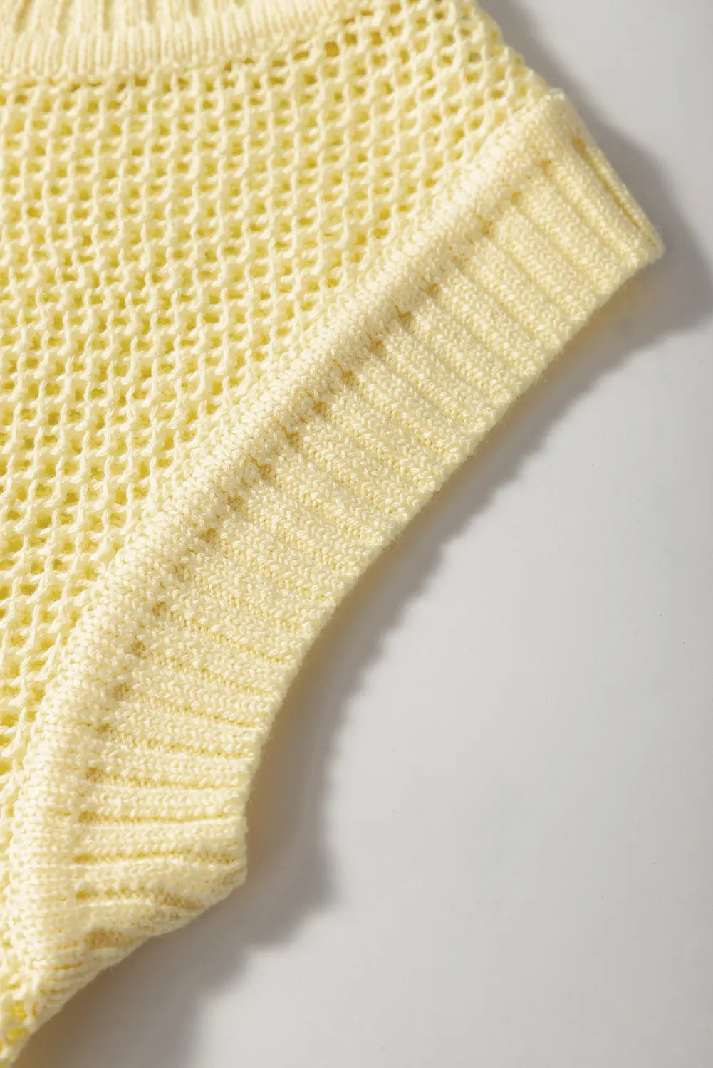 Yellow Solid Color Hollowed Knit Round Neck Sweater Vest Dear-Lover Dropshipping