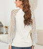 White Lace Patchwork Long Raglan Sleeve Pleated Top Markonline