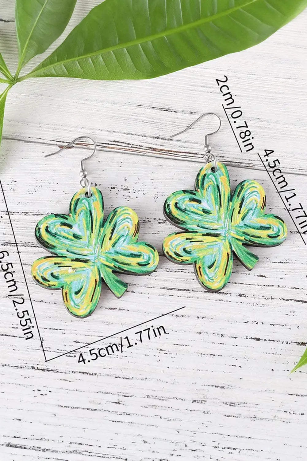 Light Green St. Patrick Painted Shamrock Shape Drop Earrings Dear-Lover Dropshipping