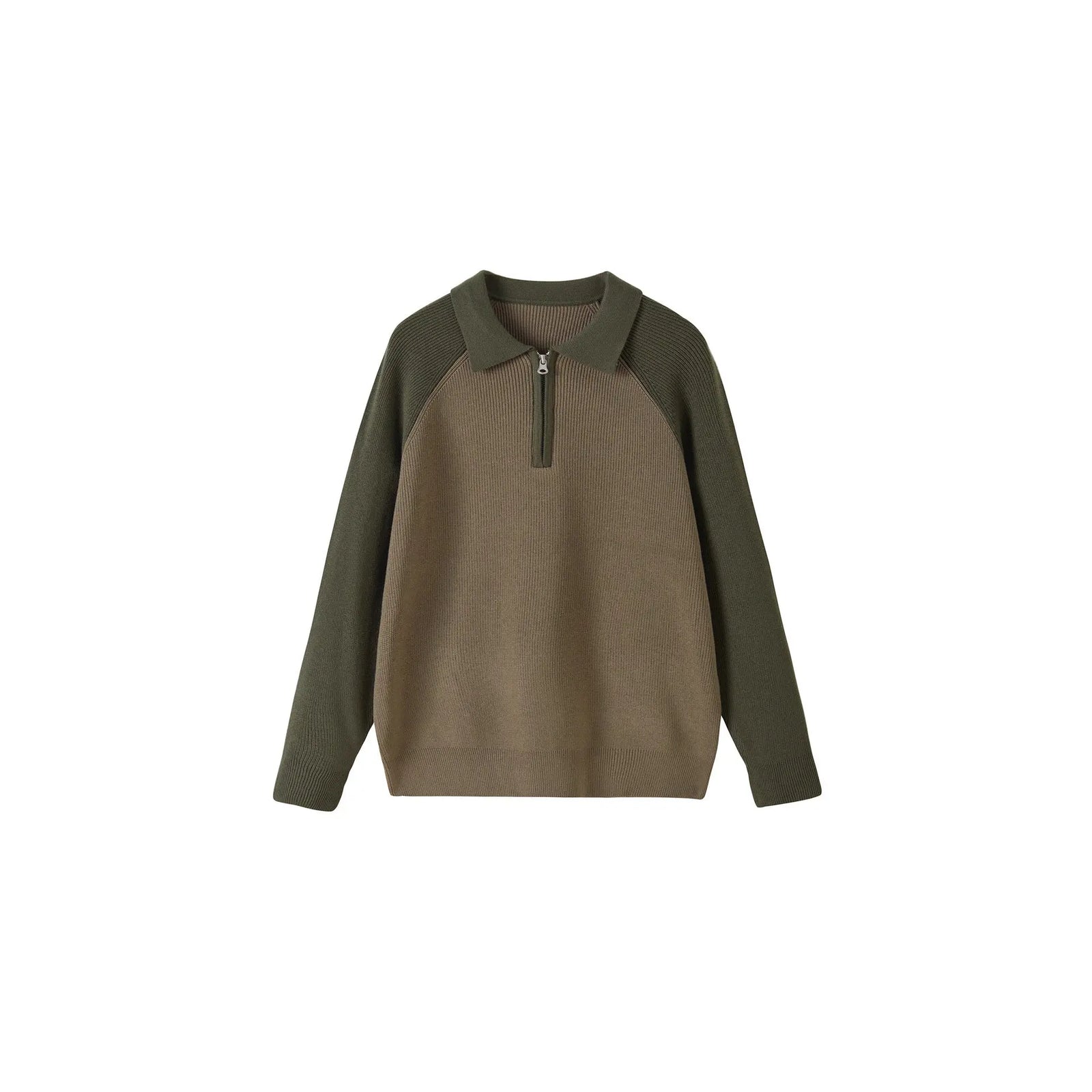 Colorful Half-Zip Pullover Knitwear Men Polo Neck Sweater