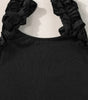 Black Ruffled Wide Straps Slim Tank Top Markonline