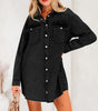 Medium Grey Beau Chest Pocket Raw Hem Denim Loose Shirt Dress Markonline