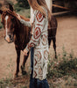 Brown Western Aztec Printed Open Front Long Cardigan Dear-Lover Dropshipping