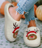 White Christmas Deer Home Indoor Plush Slippers Dear-Lover Dropshipping