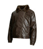Fur-lined leather jacket motorcycle puffer coat Markonline