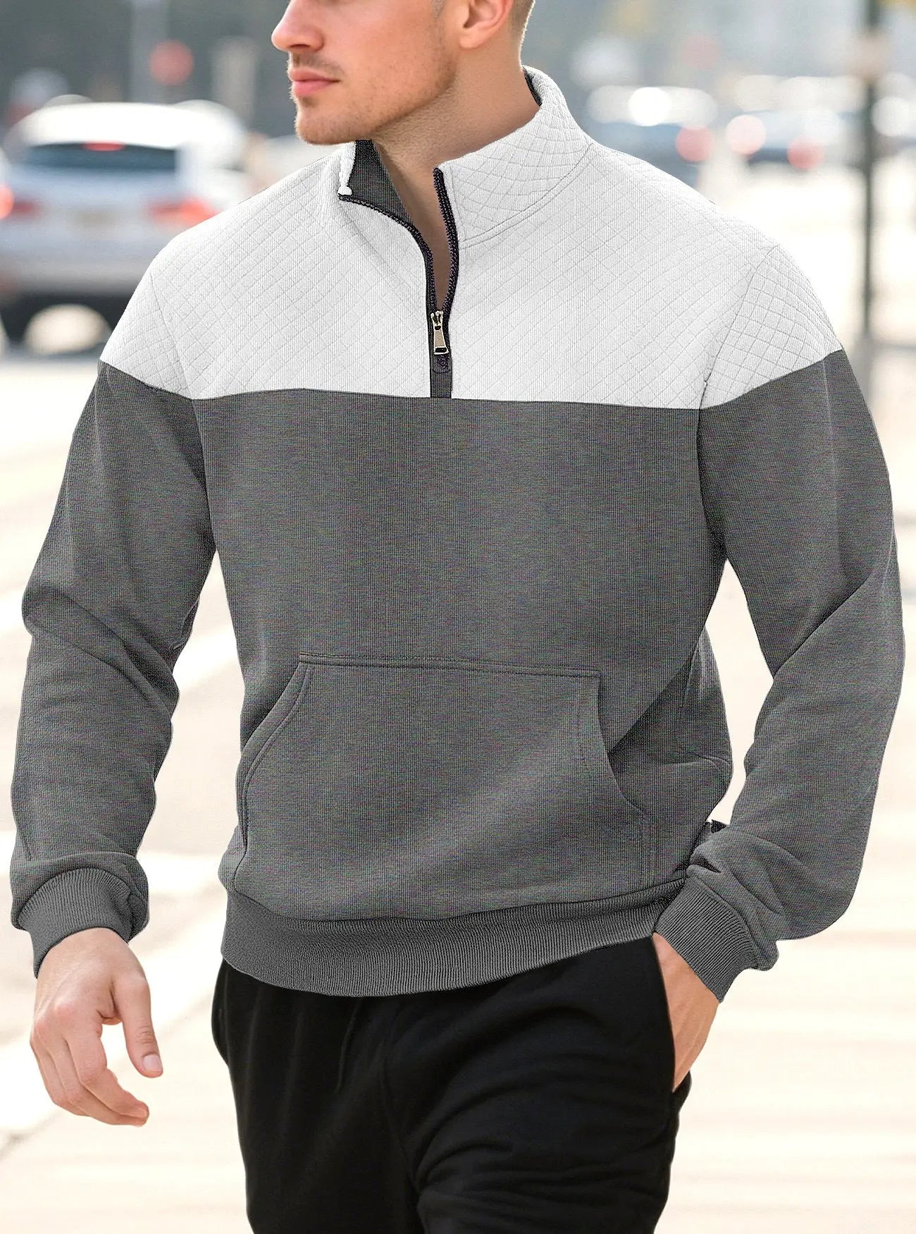 Zipper long sleeved polo shirt for men Markonline
