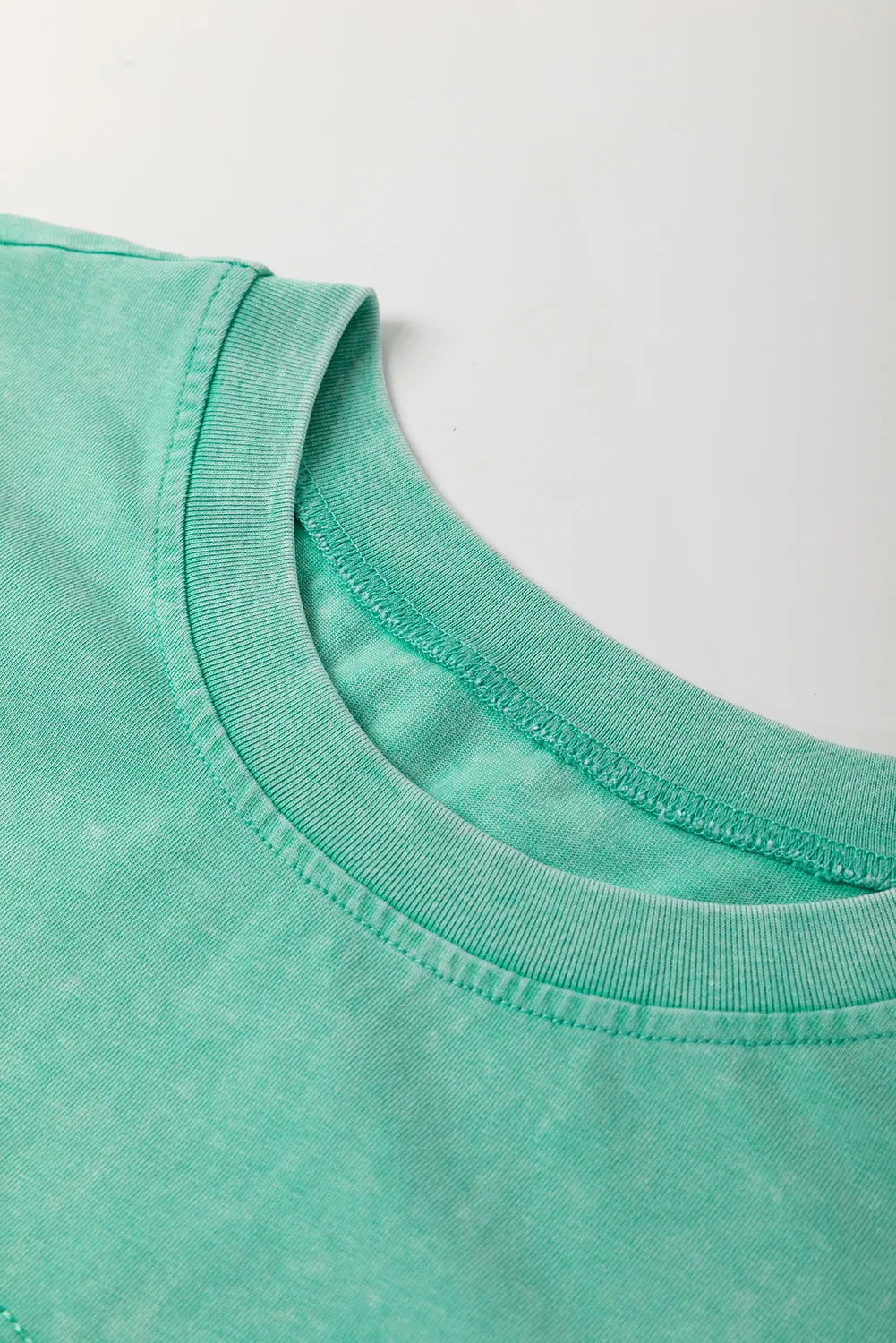 Mint Green Mineral Wash Flower Patchwork Mini T Shirt Dress Markonline