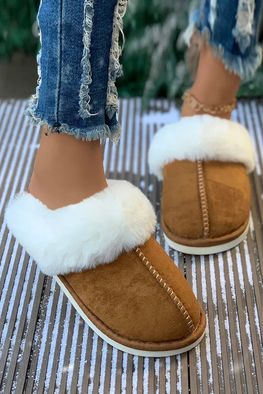 Camel Plush Suede Winter Home Slippers Dear-Lover Dropshipping