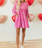 Strawberry Pink Flounce Sleeve Tiered Ruffled Velvet Mini Dress Markonline
