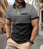 Polo Zipper Men's Printed Striped Polo Shirt Markonline