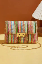 Strawberry Pink Bohemian Woven Gold Chain Shoulder Bag Dear-Lover Dropshipping