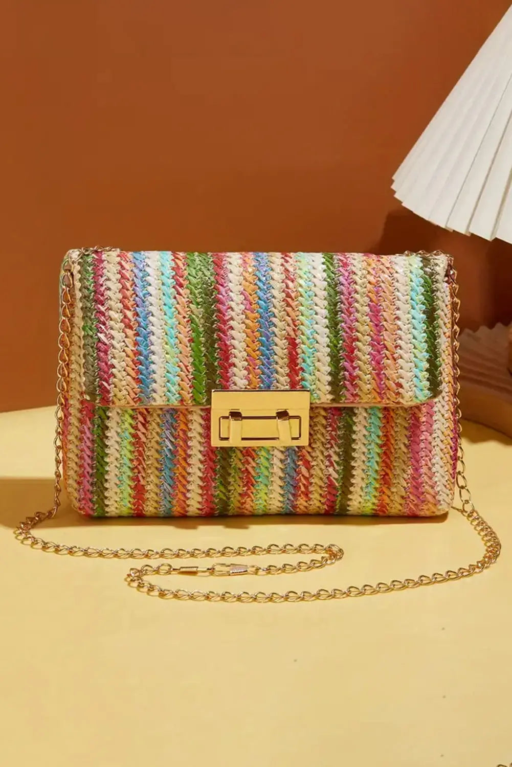 Strawberry Pink Bohemian Woven Gold Chain Shoulder Bag Dear-Lover Dropshipping
