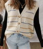 Multicolour Striped Print Button V Neck Sweater Vest Dear-Lover Dropshipping