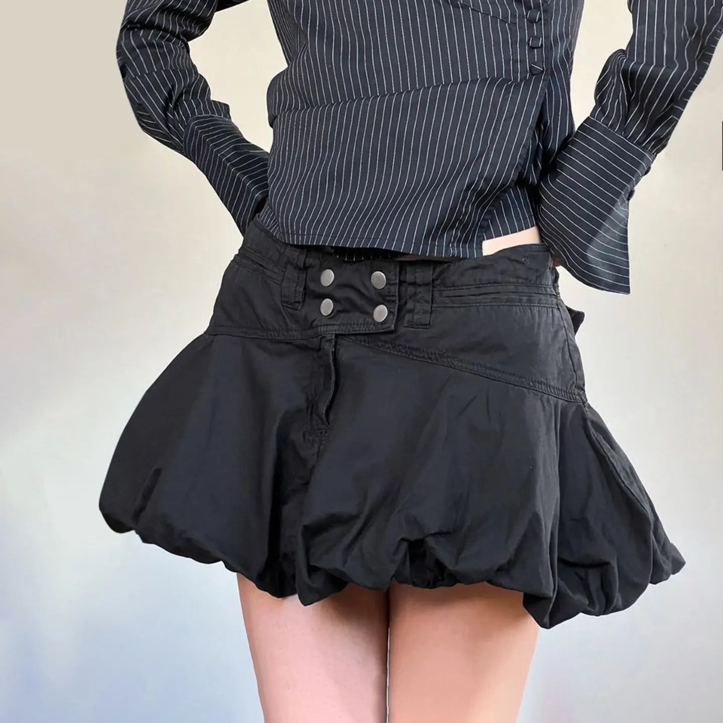 Black pleated floral bud skirt short skirt for women Markonline