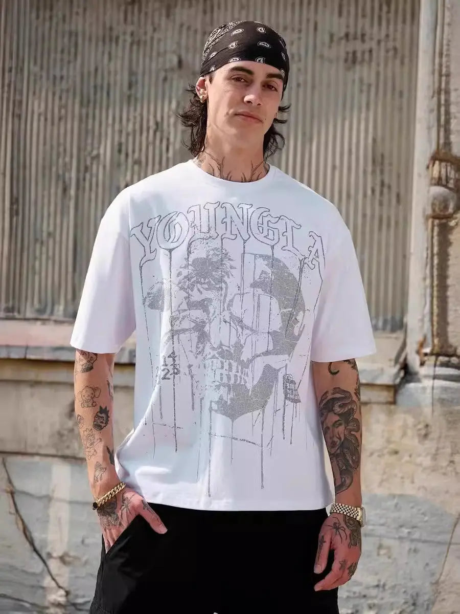 Summer American Skull Short Sleeve Loose T-shirt for Men Markonline