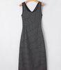 Black Stripe Criss Cross Side Slits Slim Fit Sleeveless Midi Dress Markonline