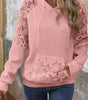 Gossamer Pink Lace Patchwork Raglan Sleeve Kangaroo Pocket Waffle Hoodie Dear-Lover Dropshipping