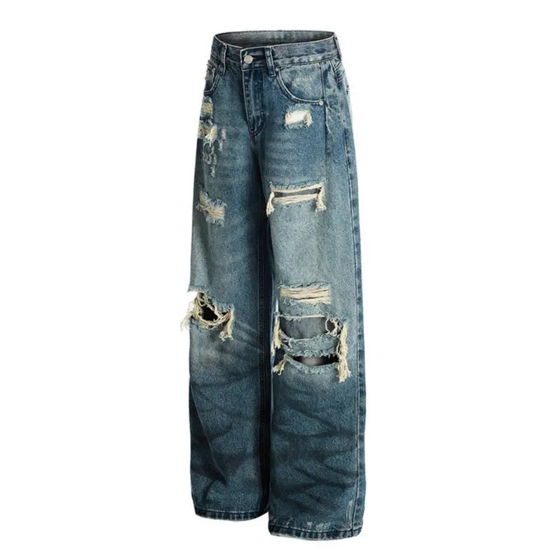 Washed blue ripped jeans for women Markonline
