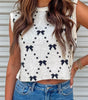 White Bow Pattern Buttoned Side Cropped Sweater Vest Dear-Lover Dropshipping