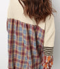 Beige Waffle Stripe Plaid Patchwork Henley Knit Top Markonline