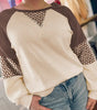 Brown Floral Print Patchwork Color Block Long Sleeve Top Markonline