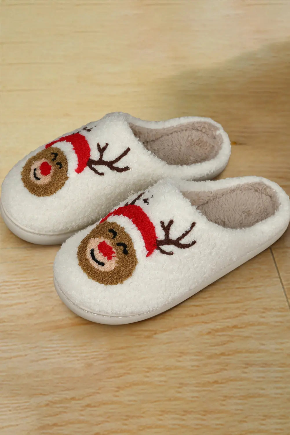 White Christmas Deer Home Indoor Plush Slippers Dear-Lover Dropshipping