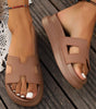 Chestnut Cutout Design Open Toe Platform Slippers (Run Small, Size Up) Dear-Lover Dropshipping