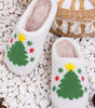 White Fuzzy Christmas Tree Pattern Home Slippers Dear-Lover Dropshipping