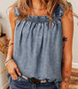 Ashleigh Blue Ruffled Shirred Neckline Sleeveless Denim Tank Top Dear-Lover Dropshipping