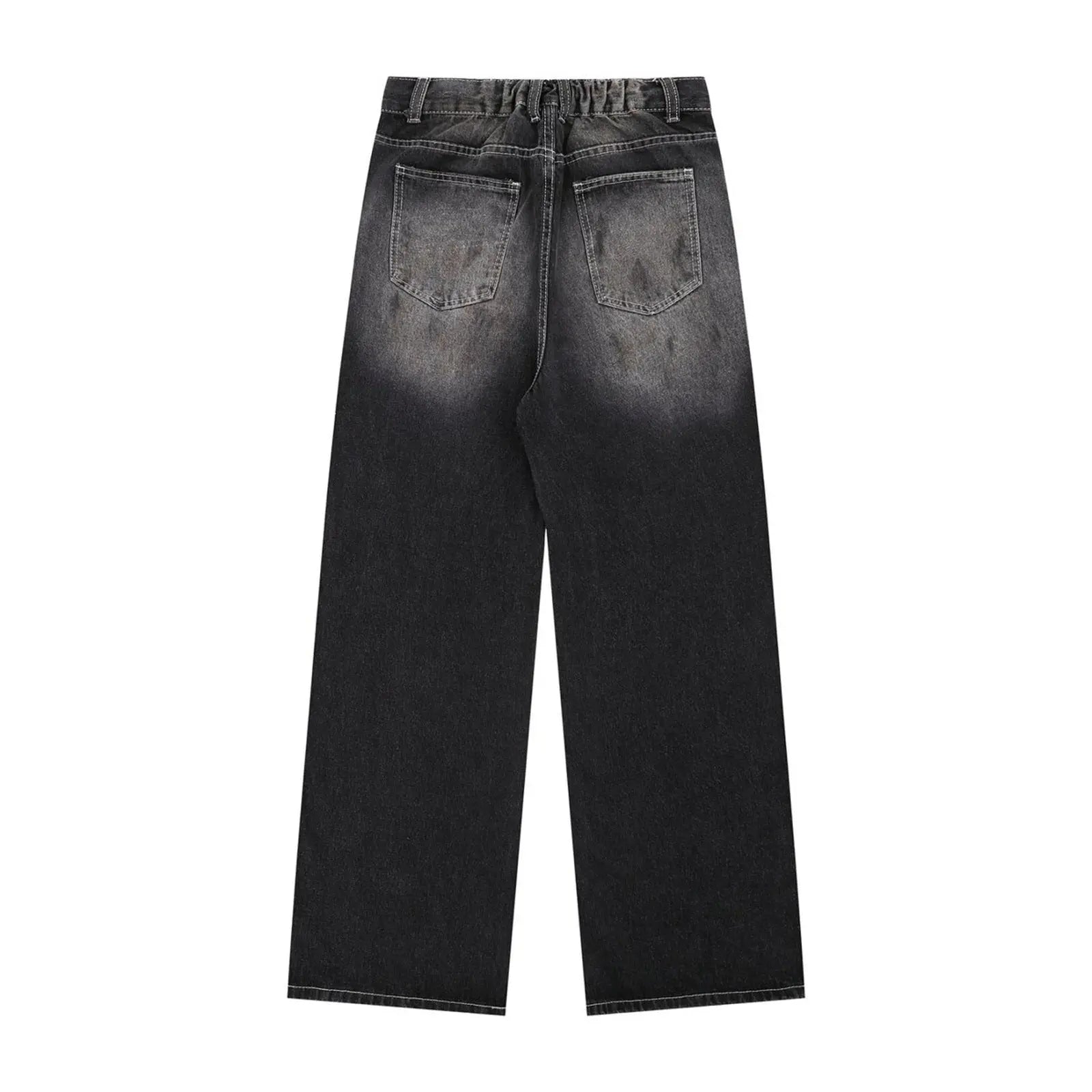 Washed Straight Jeans Men Loose Slimming Design Trousers