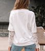 White Lace Long Sleeve Insert Drop Shoulder Tee Markonline