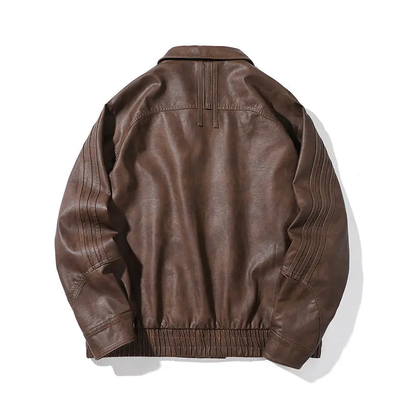 PU Leather Jacket Men  Motorbike Biker Coat Markonline