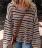 Multicolour Striped Knitted Drop Shoulder Round Neck Sweater Dear-Lover Dropshipping