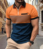 Polo Zipper Men's Printed Striped Polo Shirt Markonline