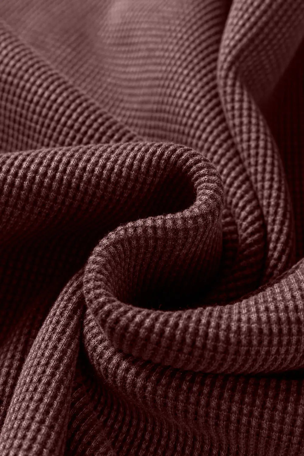 Dark Brown Waffle Knit Patchwork Long Sleeve Loose Top Dear-Lover Dropshipping