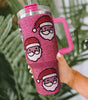 Rose Red Christmas Santa Claus Diamond Thermos Cup with Straw 40oz Dear-Lover Dropshipping
