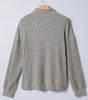 Gray Morn Ribbed High Neck Knitted Pullover Top Markonline