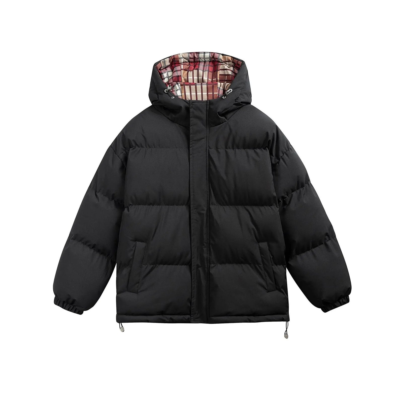 Cozy Hooded Solid Color Cotton Coat for Men and Women Casual Thick Puffer Jacket